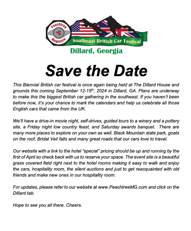 Event Calendar – Moss Motoring